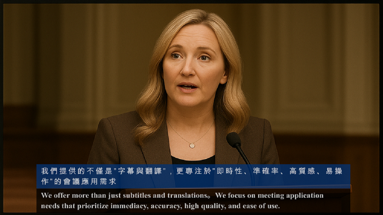 會議場景雙語字幕展示